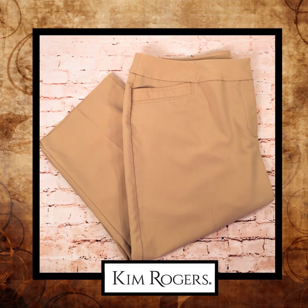 Kim Rogers-  Plus Size Dressy Crop Pants - tan, lightweight- size 18
